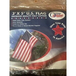 American Flag 3' X 5' US Poly Cotton Flag Made in U.S.A by Olympus New